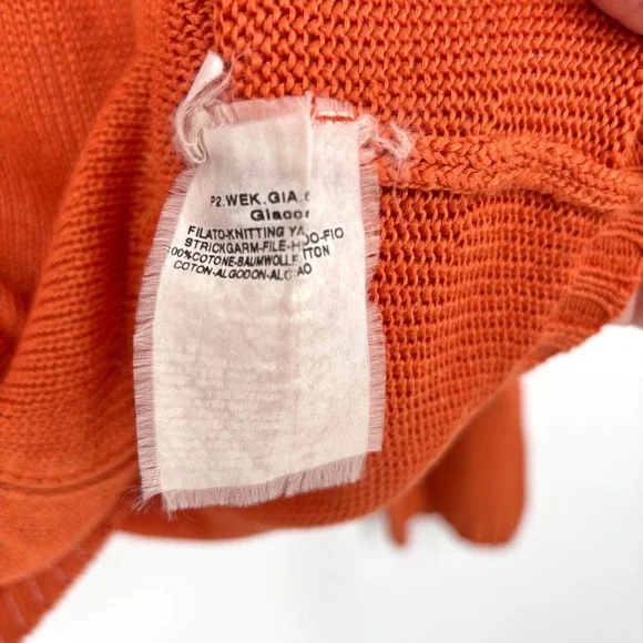 Max Mara Weekend 100% Cotton Orange Zip Cardigan Sz XL Made in Italy - Picture 3 of 12